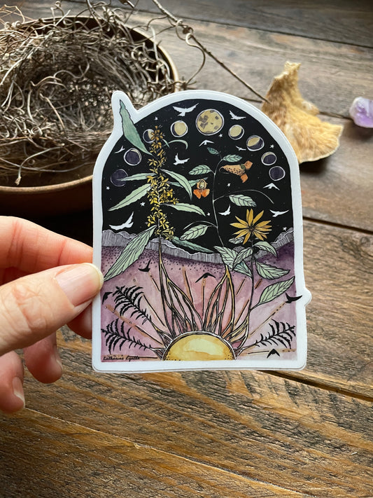 Autumn Equinox 4" Vinyl Sticker Phases and Forests