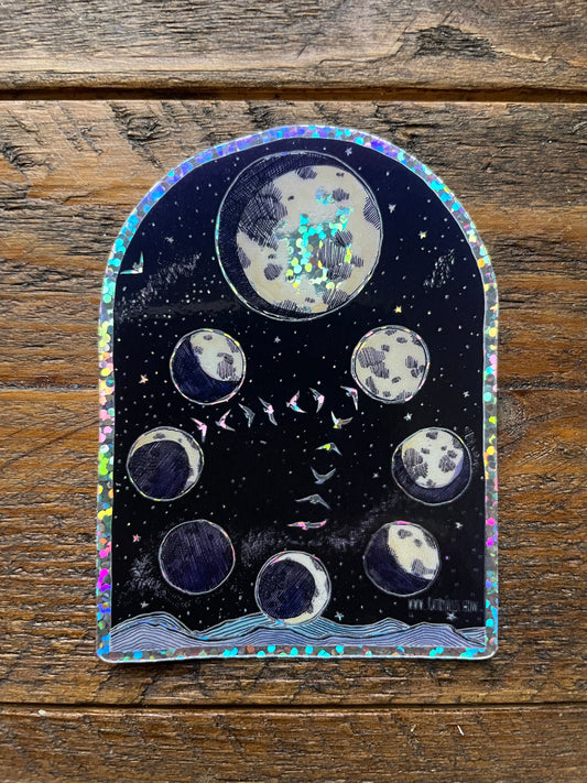 Moon Phase 3" Vinyl Sticker Phases and Forests