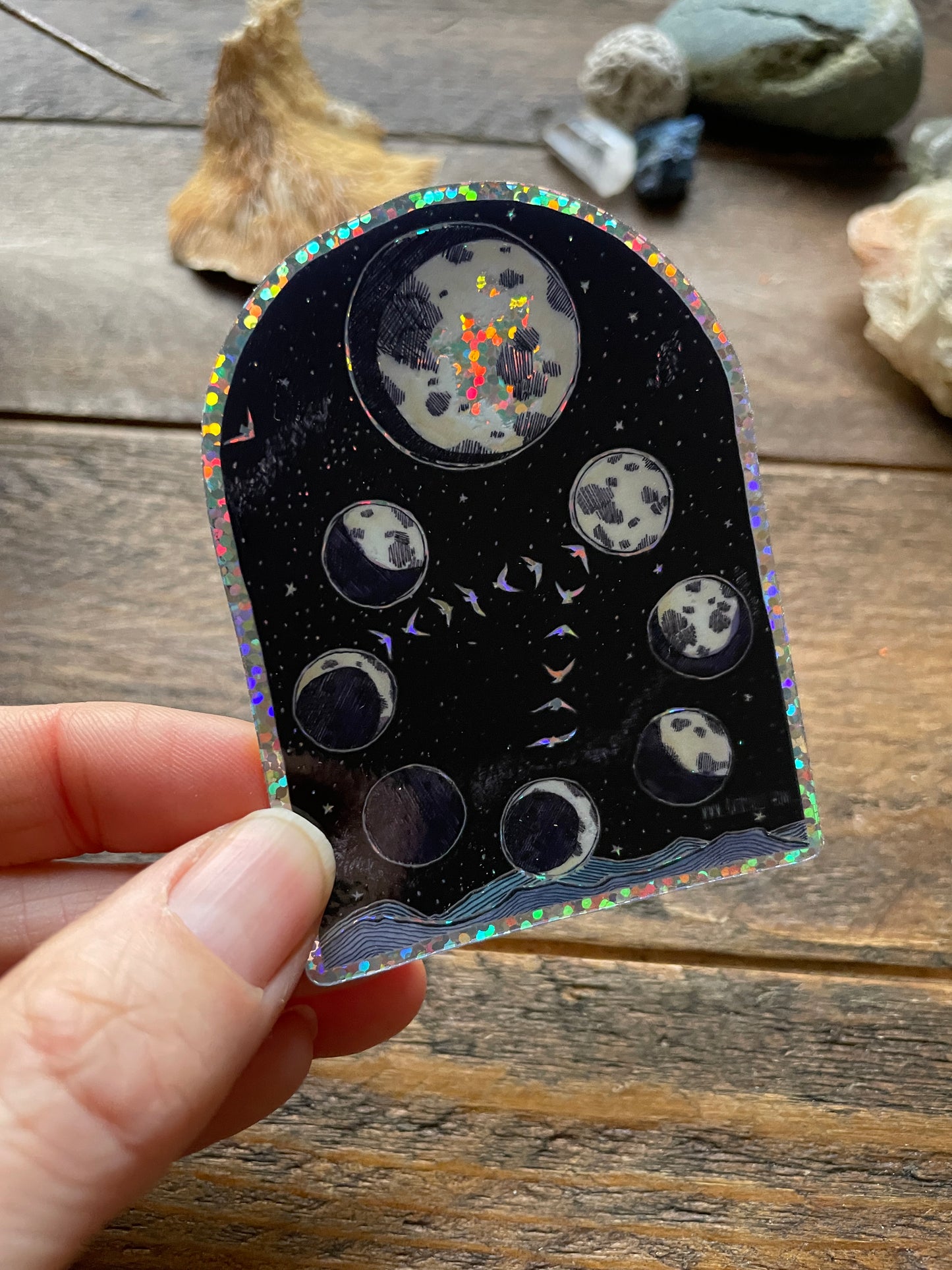 Moon Phase 3" Vinyl Sticker Phases and Forests