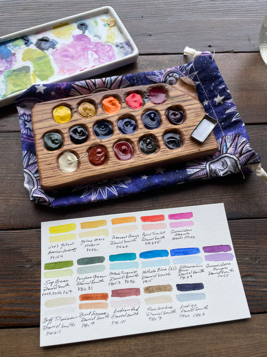 16 Well Watercolor Palette, wormy chestnut