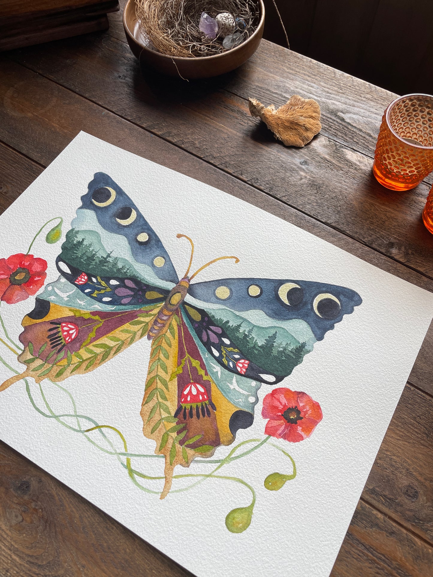 Swallowtail and Poppies ORIGINAL and PRINTS