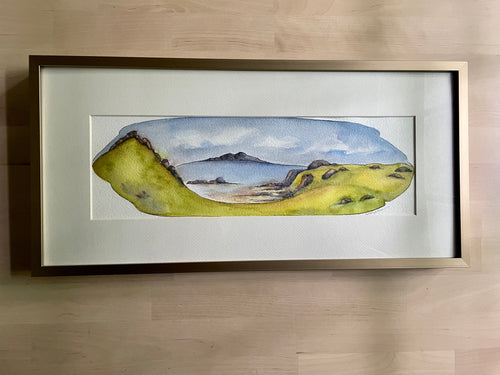 Green and Blue in Scotland, framed ORIGINAL watercolor