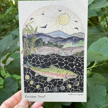 Load image into Gallery viewer, Rainbow Trout POSTCARD of plants and scenes the  Blue Ridge Mountains