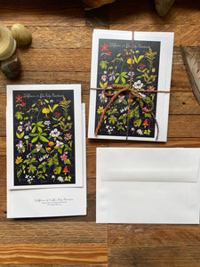 Wildflowers set of 4 NOTECARDS on recycled paper