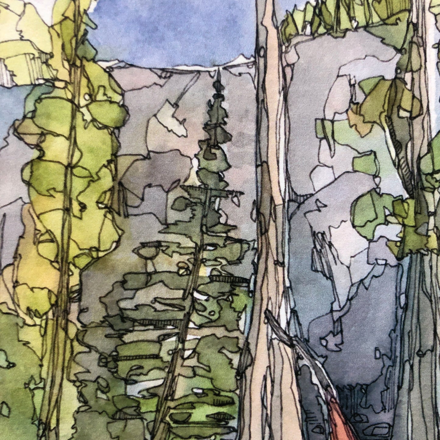 Mountain Hammock Watercolor PRINT 5x7, 8x10, 11x14"