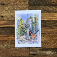 Load image into Gallery viewer, Mountain Hammock Watercolor PRINT 5x7, 8x10, 11x14&quot;